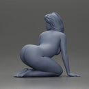 Naked Woman Kneeling Pin-Up Pose on the Beach - Only-Games