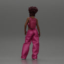 A hip-hop black girl in a bra and mini backpack wtih curly hair - Only-Games