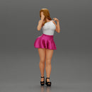 Fashion girl posing in skirt and shirt - Only-Games