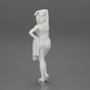 Sexy woman after shower wearing bathrobe holding bath towel - Only-Games