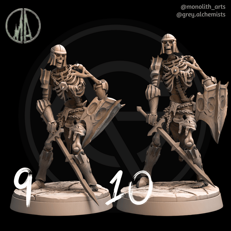 Skeleton Warriors - 11 Poses - Fantasy Resin Miniatures in 32mm - DnD Monsters