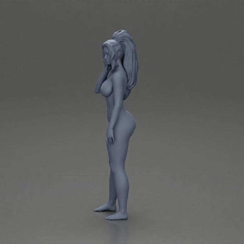 Naked woman  standing thoughtfully