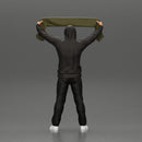 man in a hoodie supporting and holding a scarf - Only-Games