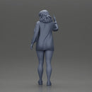 Sexy girl in a long shirt and shoes walks by waving hello to someone - Only-Games