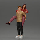 handsome, happy man in a shirt is pulling his girlfriend in hat and open shirt - Only-Games