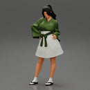 Asian Girl with Nice Outfit Short Skirt and Long Sleeve Shirt - Only-Games