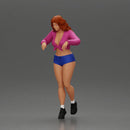 Sexy girl in mini skirt and shorts looking out over the edge of the stairs - Only-Games