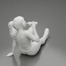 Tired woman mechanic in sexy shirt pants sitting and drinking water during from bottle - Only-Games