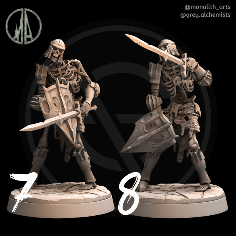 Skeleton Warriors - 11 Poses - Fantasy Resin Miniatures in 32mm - DnD Monsters