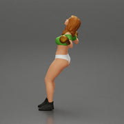 Tired boxing girl is lying in the boxing ring about to be knocked out - Only-Games