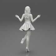 santa girl in Dress and hat Standing on One Leg - Only-Games