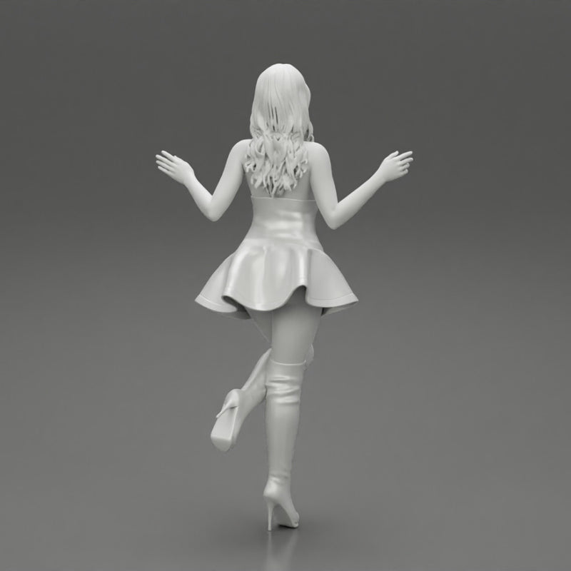 santa girl in Dress and hat Standing on One Leg - Only-Games