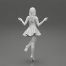 santa girl in Dress and hat Standing on One Leg - Only-Games