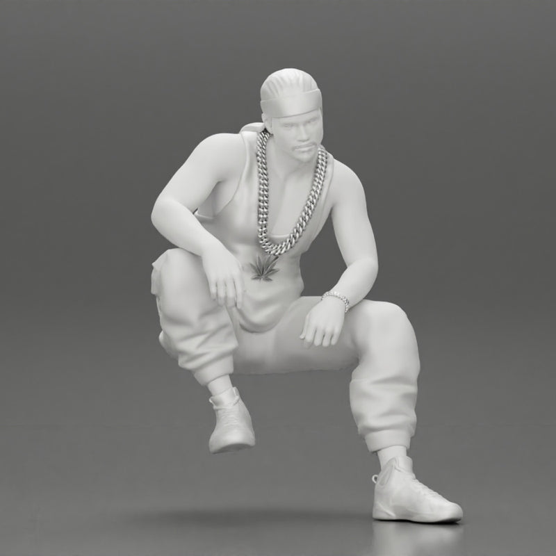 gangster homie in a gold chain and durag is sitting and thinking - Only-Games