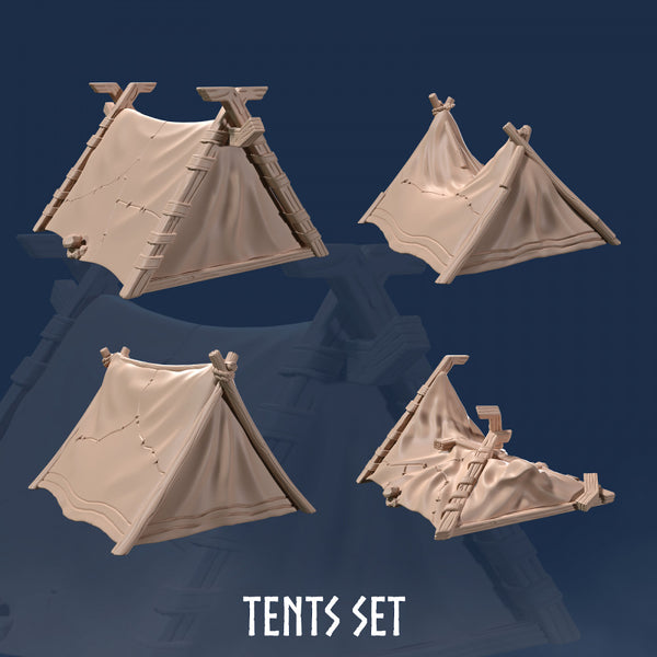 Tents Set (4 Models) - Tents - Camp - War Camp - Tent