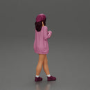 Pretty Girl with an Umbrella in Open Sweater and shorts Posing and Standing - Only-Games