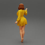 Stylish Beautiful Woman Wearing a V neck Dress - Only-Games