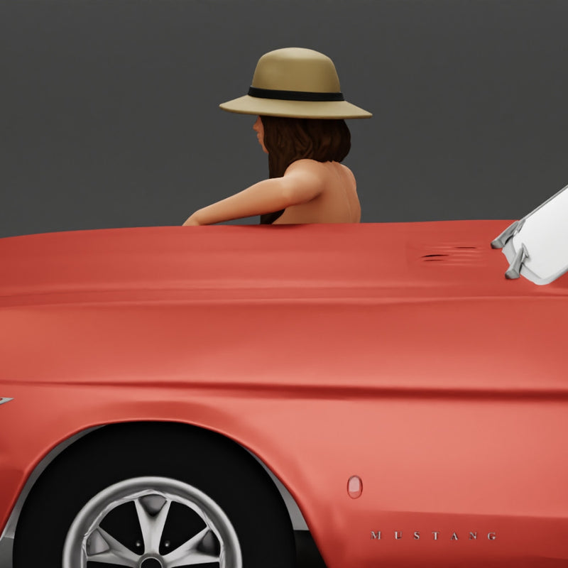 gangster homie lowrider girl in hat sitting beside car - Only-Games