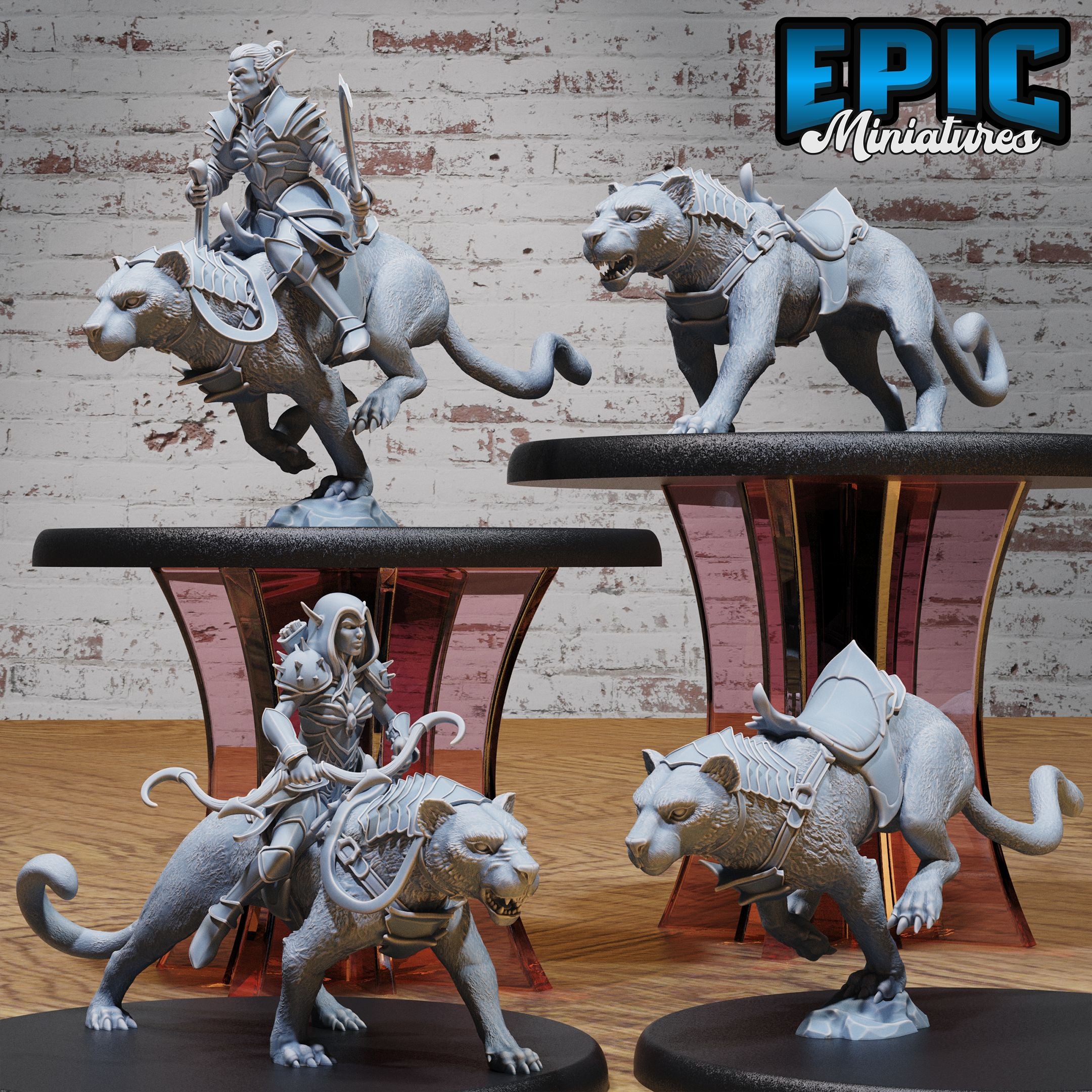 Elf Rider Dark Elf Panther Mount Rider Set - Epic Miniatures - Miniatures by Only ...