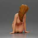 Naked Woman Kneeling Pin-Up Pose on the Beach - Only-Games