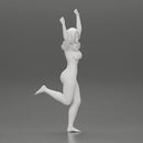 Naked happy girl Standing on One Leg - Only-Games