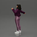 sexy girl in an open jacket and pants, posing happily - Only-Games