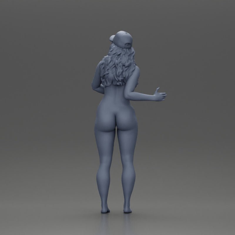 Naked girl standing in cap