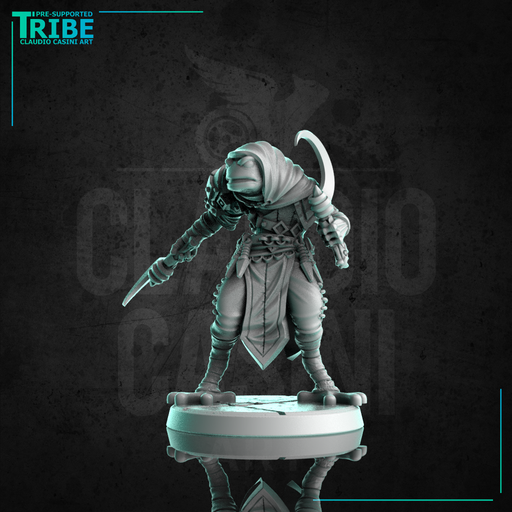 (0254) Male rogue thief killer frog man folk with sickles - Only-Games