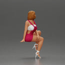 Casual elegance in red overalls and stylish silver heels - Only-Games