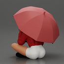 Pretty Girl with an Umbrella in Jacket and Shorts Sitting - Only-Games