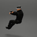 Gangster in hat driving a car and holding gun - Only-Games