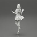 santa girl in Dress and hat Standing on One Leg - Only-Games