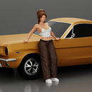 lowrider chola girl is leaning against the car, wearing mini shirt - Only-Games