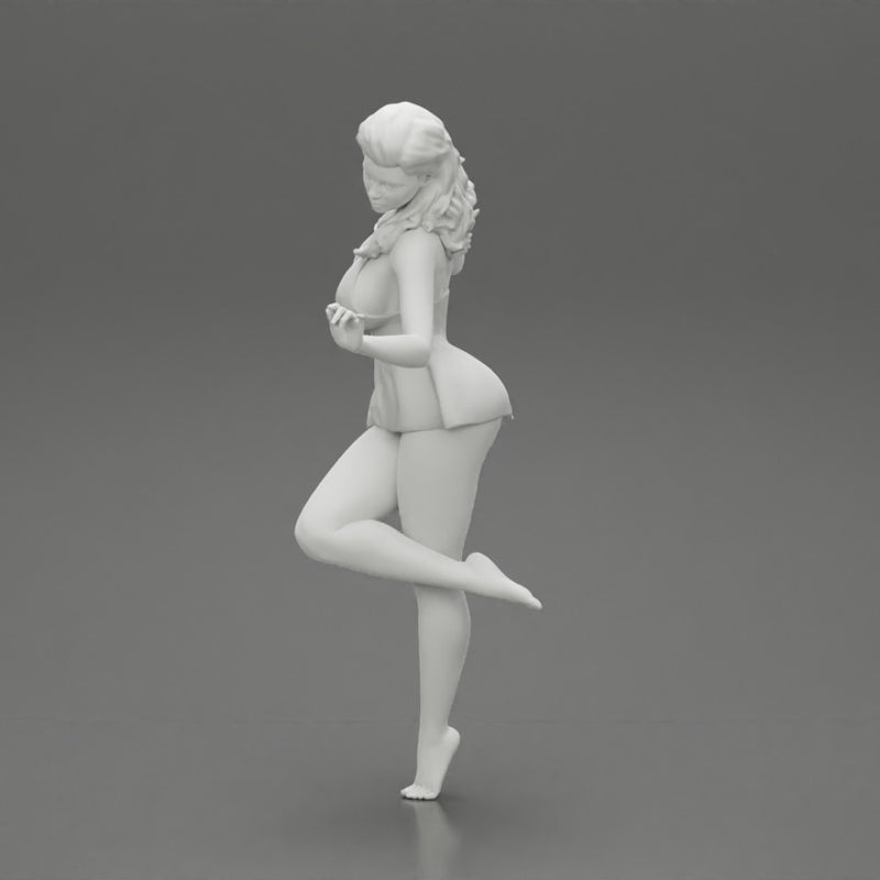 Sexy Woman In Dress Having Fun Holding One Leg - Only-Games