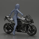 Sexy girl with short hair rides a motorbike in mini skirt - Only-Games