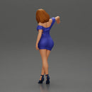 Elegant pose in vibrant blue dress with matching high heels - Only-Games