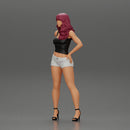 Asian girl posing in shorts next to a car - Only-Games