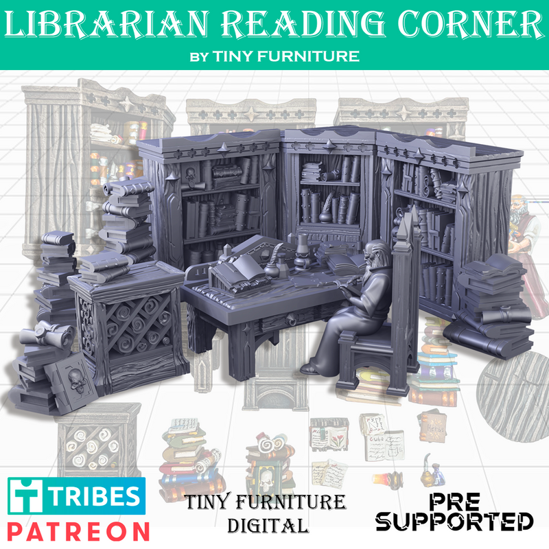 Librarian Reading Corner miniatures - Only-Games