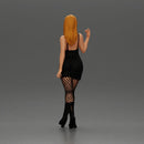 Stylish woman in black dress fishnet tights and boots - Only-Games
