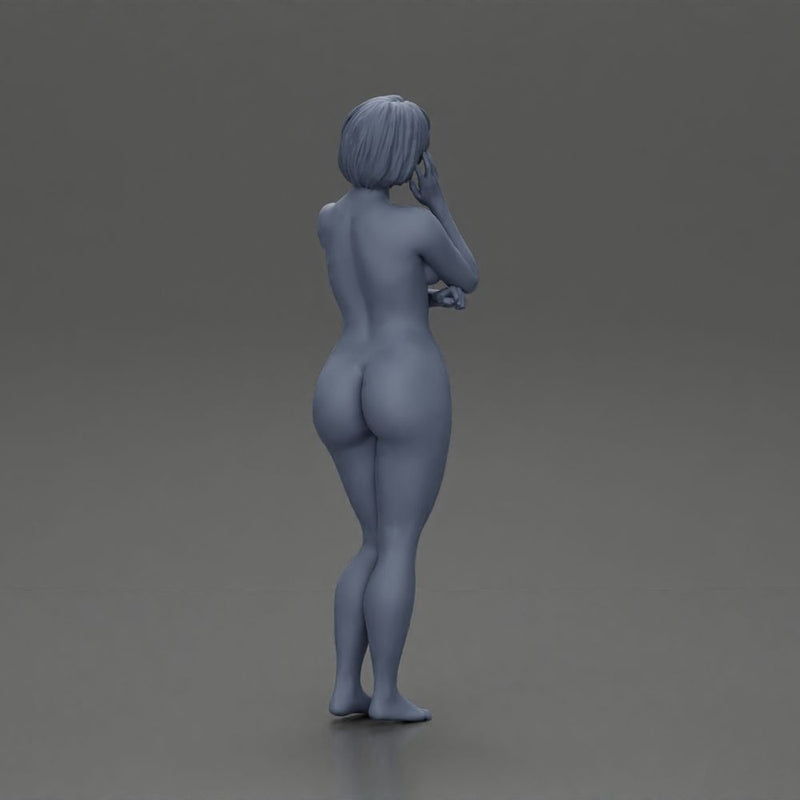 Naked girl with short hair posing