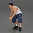 gangster homie in cap and short with his pitbull dog on the street - Only-Games