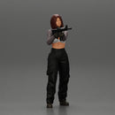 Armed girl going to shoot a gun in a bra with short hair - Only-Games