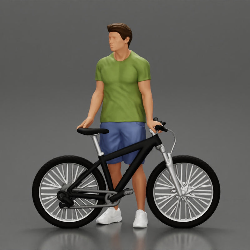 Young Man Standing In The Forest Posing Proudly With His Bike - Only-Games