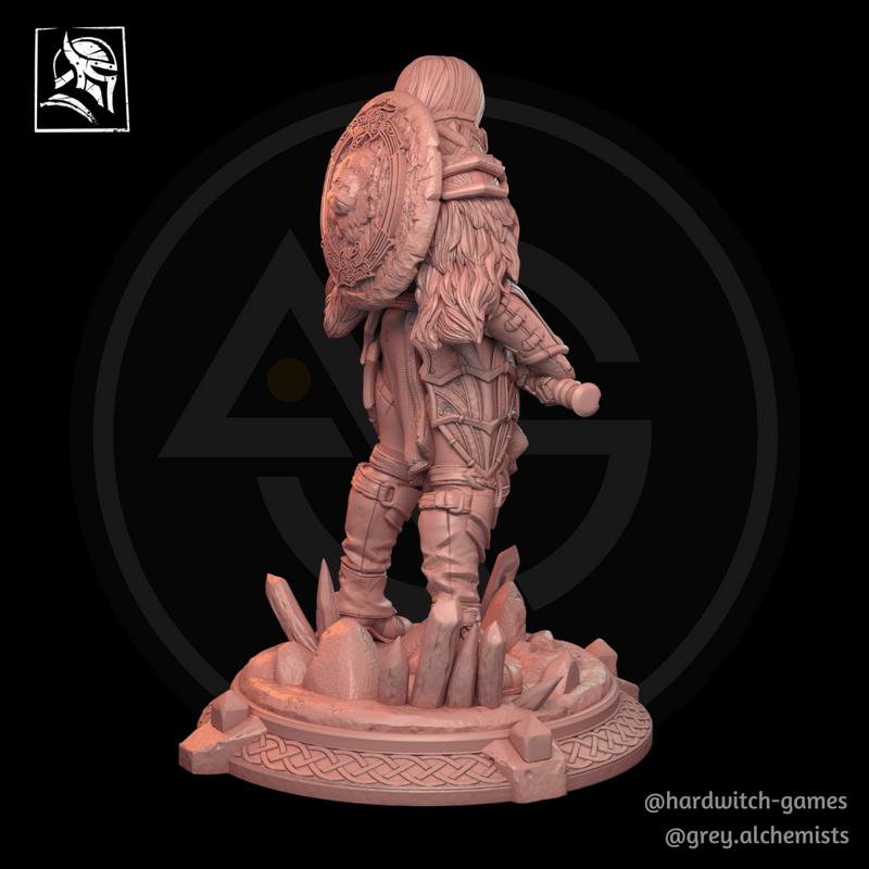 Feira Thurd the Human Barbaric Warrior with Shield - Fantasy Resin Miniature in 32mm - DnD