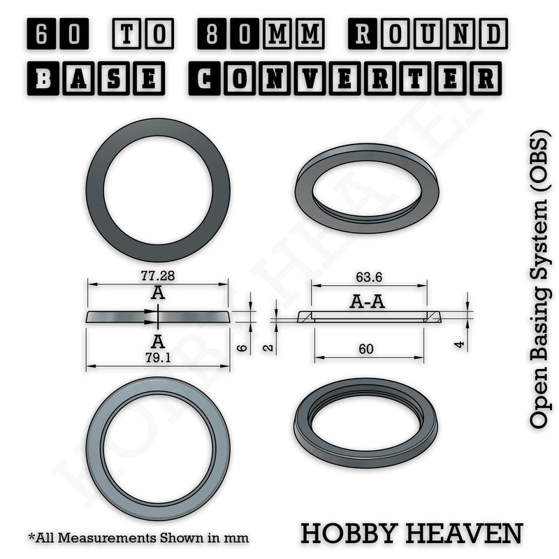 Round Bases Size Converters Round to Round 3d Print Full Range - Only-Games