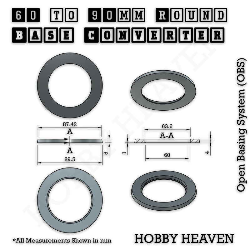 Round Bases Size Converters Round to Round 3d Print Full Range - Only-Games