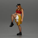 sexy girl standing in pantyhose mesh cap and shirt tied around her hips - Only-Games