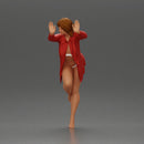 woman in an open long shirt and bikini, leaning with her hands against the wall - Only-Games