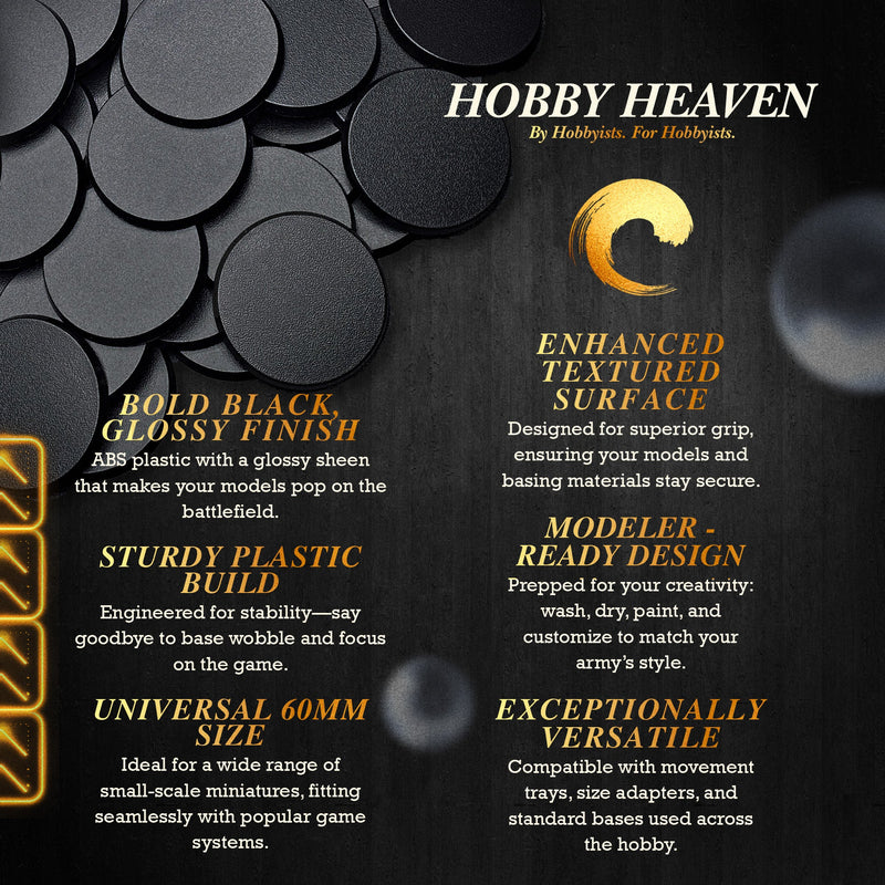60mm Round Plain Plastic Bases - Only-Games