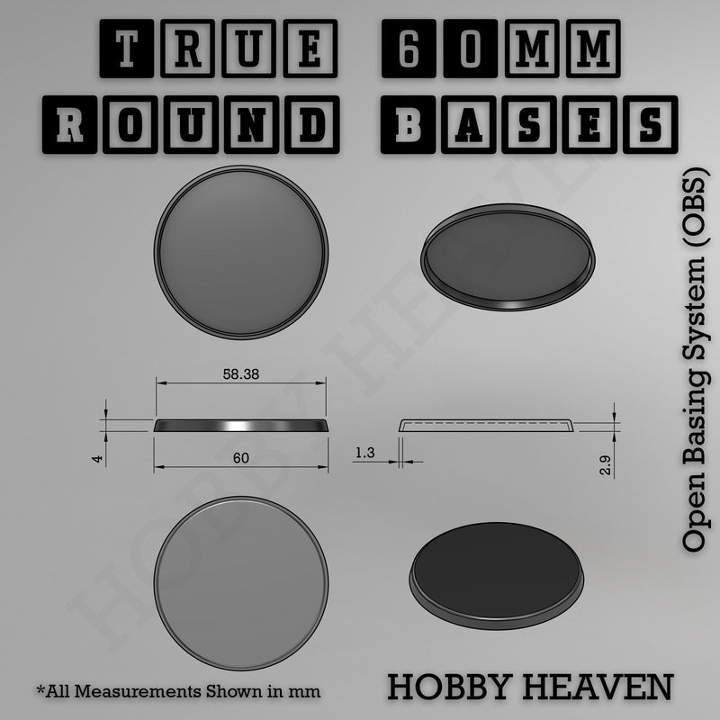 'True' 60mm Round Textured Bases 3d Printed - Only-Games